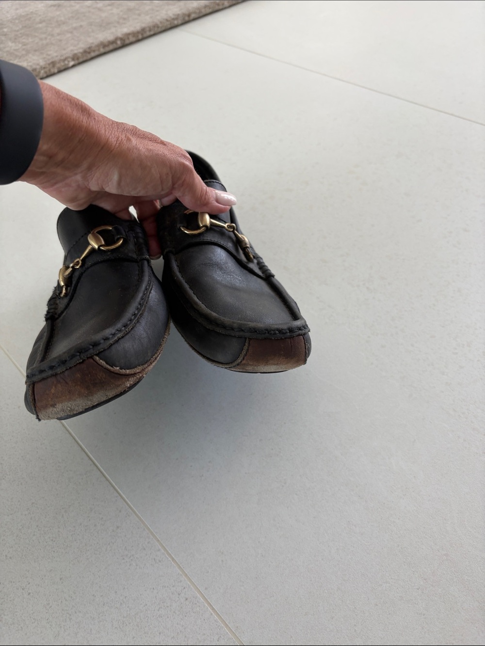 MENS GUCCI BLACK LEATHER DRIVING SHOES 10 - Picture 5 of 5